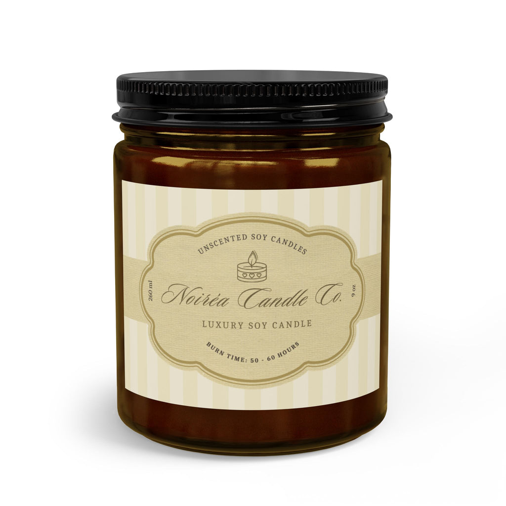 Noiréa Unscented Candle Set with Wick Trimmer | Amber Glass Candle Jar