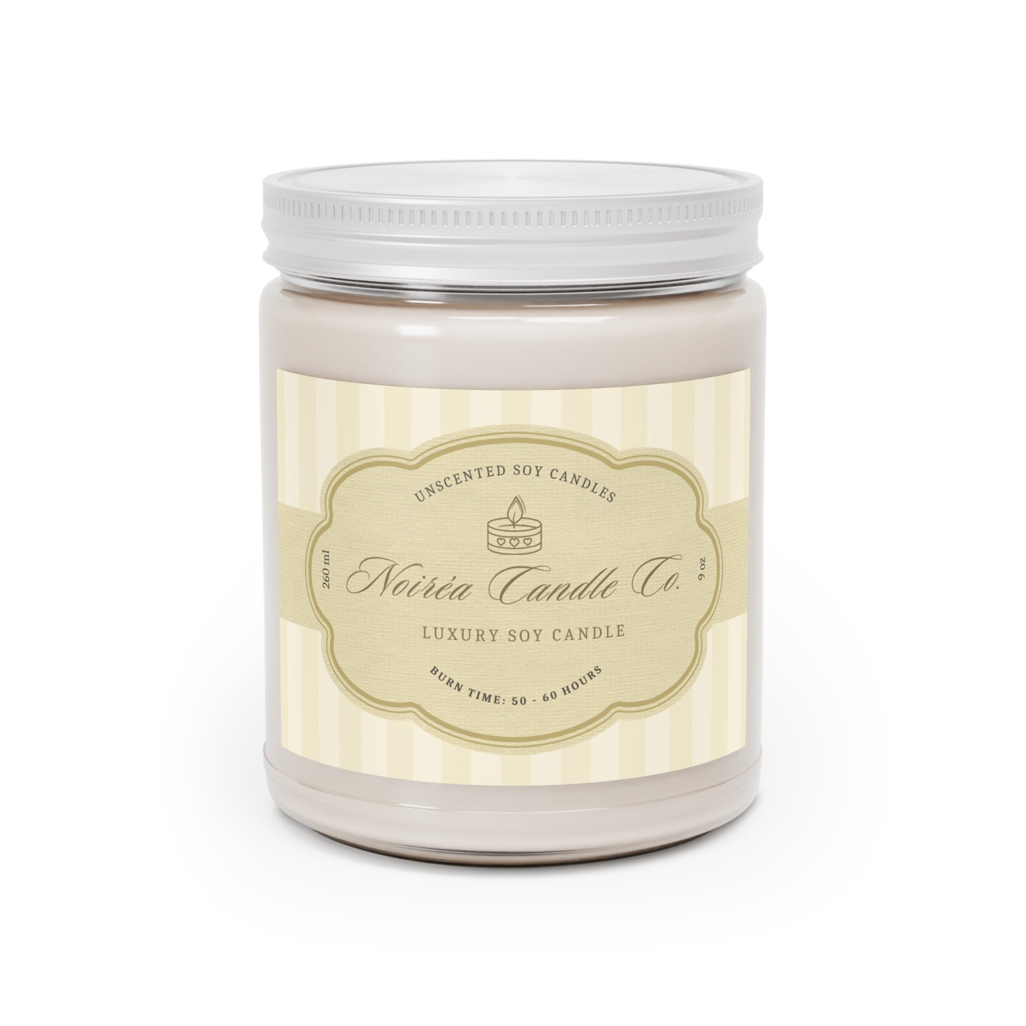 Noiréa Unscented Soy Candle 9oz Jar with White Lid | Unscented Candle