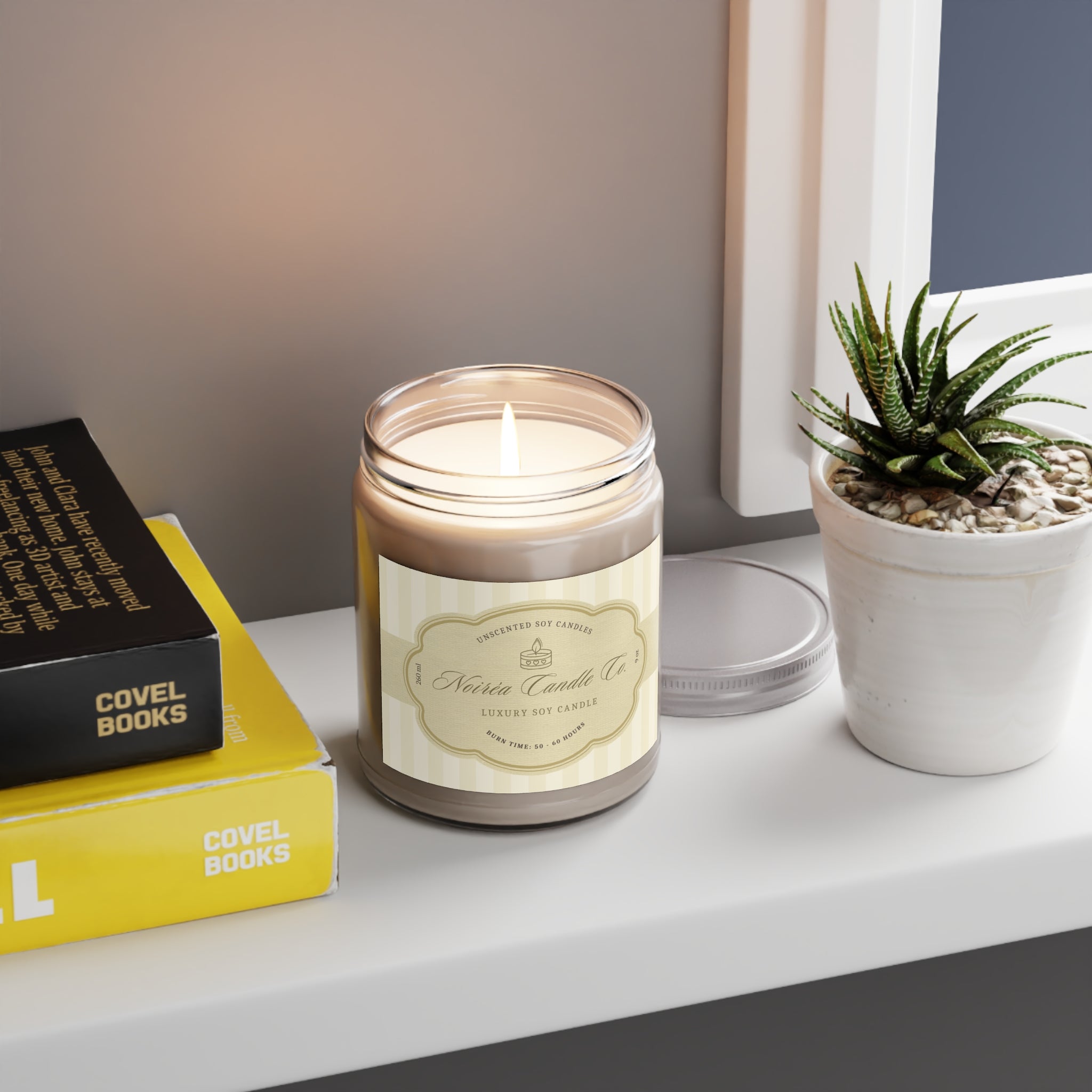 Noiréa Unscented Soy Candle 9oz Jar with White Lid | Unscented Candle