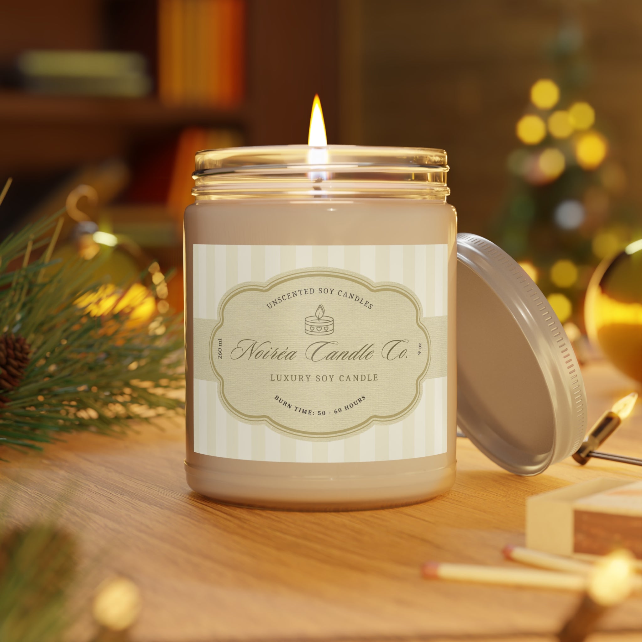 Noiréa Unscented Soy Candle 9oz Jar with White Lid | Unscented Candle