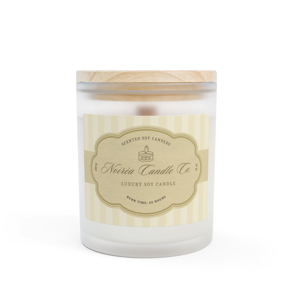 Noiréa Frosted Glass Candle 11oz | Soy Wax, Wooden Lid