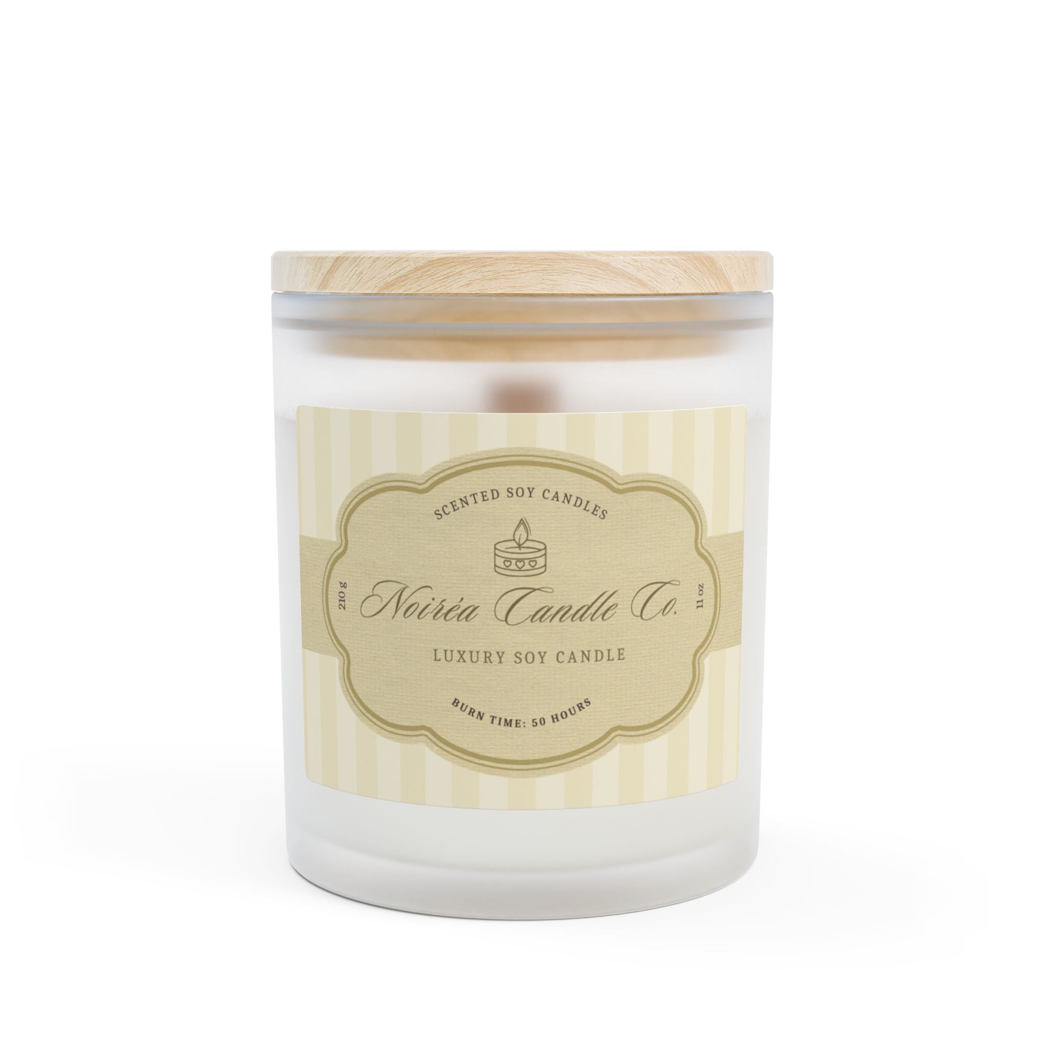 Noiréa Frosted Glass Candle 11oz | Soy Wax, Wooden Lid